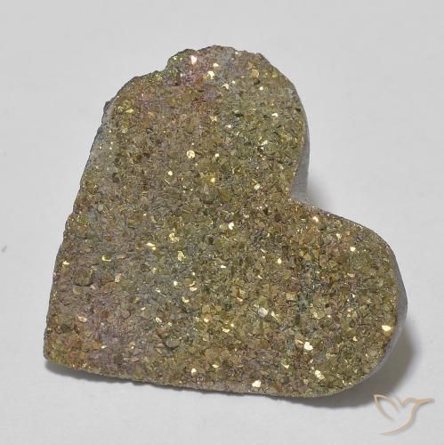 Pirita arcoiris Multicolor natural de 13.67 ct, Corazón, Opaco