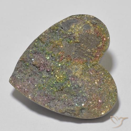 17.87ct Natural Multicolor Pirita arcoiris, Corazón, Opaco