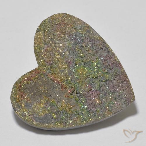 Pirita arcoiris Multicolor natural de 17.87 ct, Corazón, Opaco