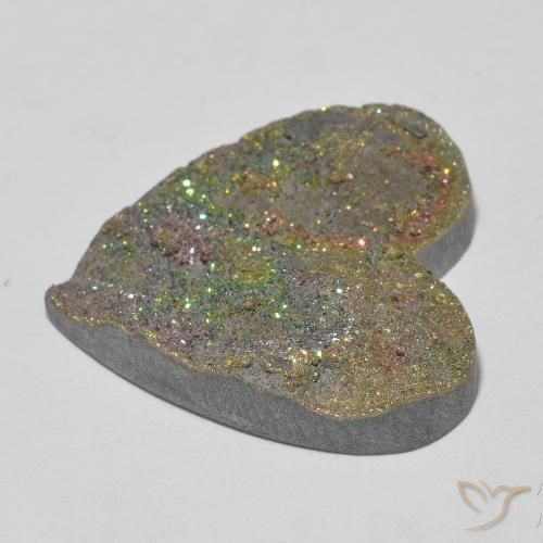 Pirita arcoiris Multicolor natural de 17.87 ct, Corazón, Opaco
