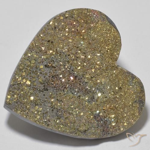 28.68ct Natural Multicolor Pirita arcoiris, Corazón, Opaco