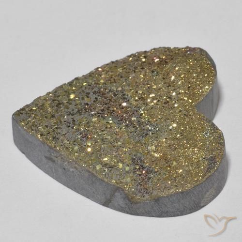 Pirita arcoiris Multicolor natural de 28.68 ct, Corazón, Opaco