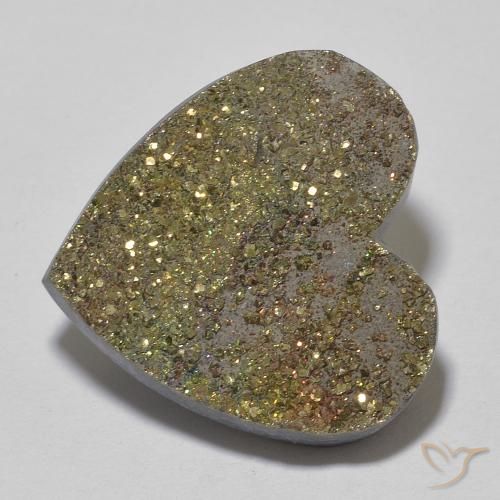 17.04ct Natural Multicolor Pirita arcoiris, Corazón, Opaco