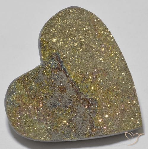 Pirita arcoiris Multicolor natural de 26.19 ct, Corazón, Opaco
