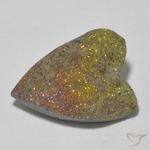 12.80ct Natural Multicolor Pirita arcoiris, Corazón, Opaco