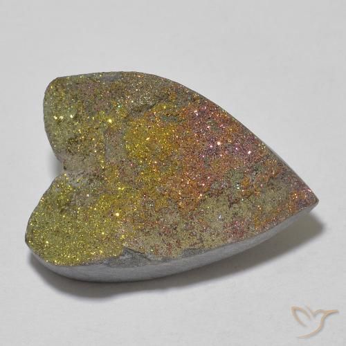 Pirita arcoiris Multicolor natural de 12.80 ct, Corazón, Opaco