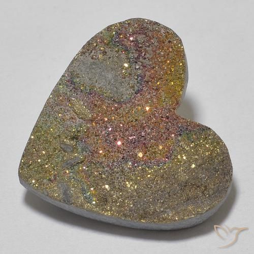 9.21ct Natural Multicolor Pirita arcoiris, Corazón, Opaco