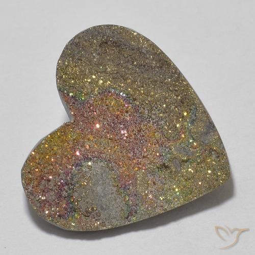 Pirita arcoiris Multicolor natural de 9.21 ct, Corazón, Opaco