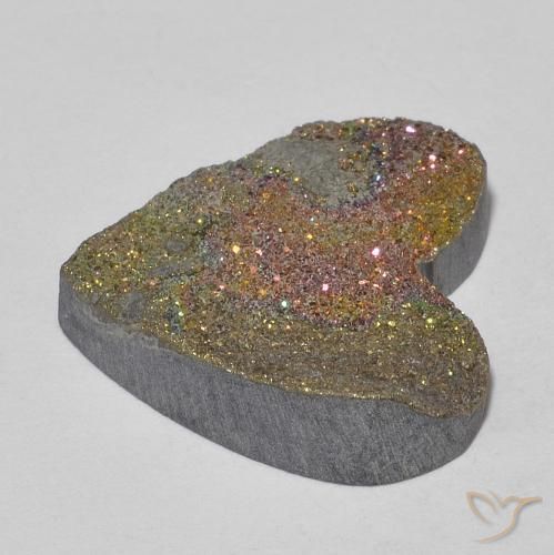 Pirita arcoiris Multicolor natural de 9.21 ct, Corazón, Opaco