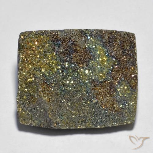 14.02ct Natural Multicolor Pirita arcoiris, Corte Baguette, Opaco