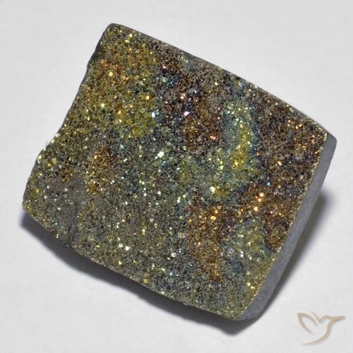Pirita arcoiris Multicolor natural de 14.02 ct, Corte Baguette, Opaco
