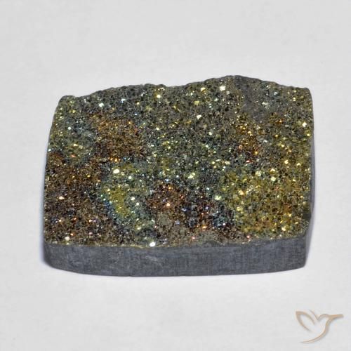 Pirita arcoiris Multicolor natural de 14.02 ct, Corte Baguette, Opaco