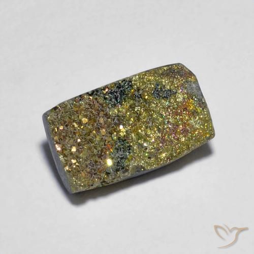 Pirita arcoíris multicolor natural de 3,88 ct, baguette, opaco
