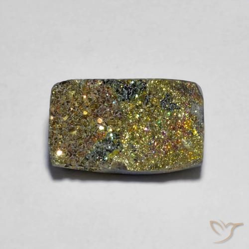 Pirita arcoíris multicolor natural de 3,88 ct, baguette, opaco