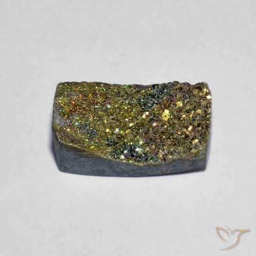 Pirita arcoíris multicolor natural de 3,88 ct, baguette, opaco