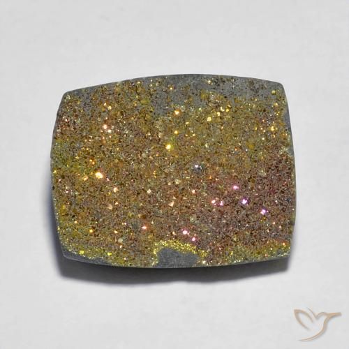 7.46ct Natural Multicolor Pirita arcoiris, Corte Baguette, Opaco
