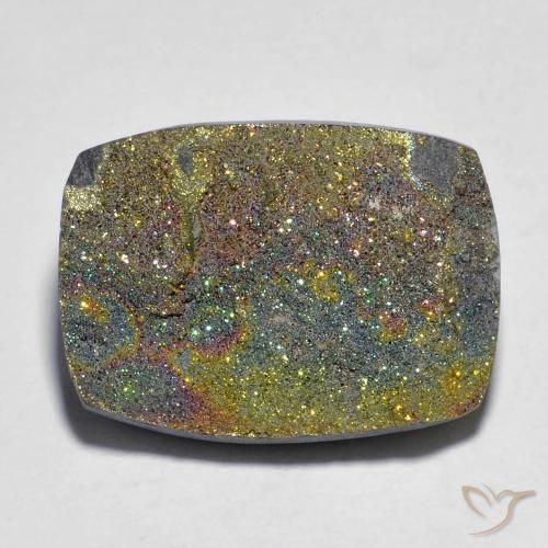 16.03ct Natural Multicolor Pirita arcoiris, Forma Cojín, Opaco