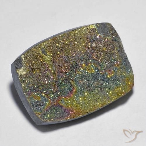 Pirita arcoiris Multicolor natural de 16.03 ct, Forma Cojín, Opaco