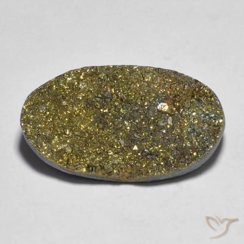 12.47ct Natural Multicolor Pirita arcoiris, Ovalada, Opaco