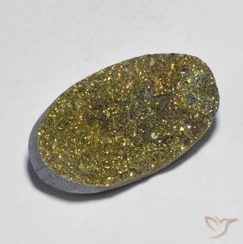 Pirita arcoiris Multicolor natural de 12.47 ct, Ovalada, Opaco