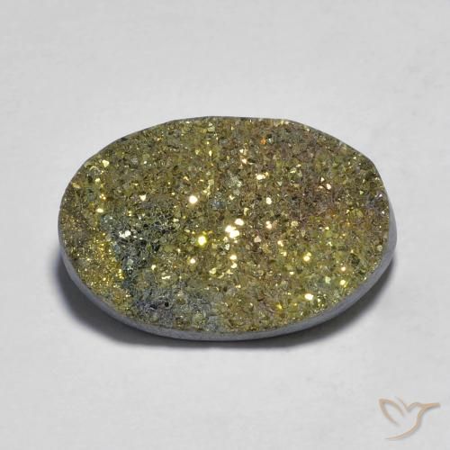 11.75ct Natural Multicolor Pirita arcoiris, Ovalada, Opaco