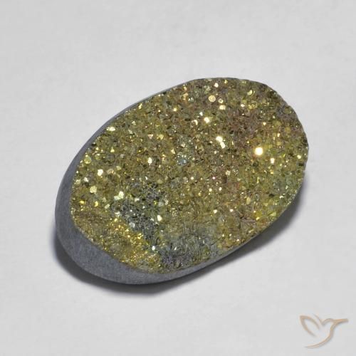 Pirita arcoiris Multicolor natural de 11.75 ct, Ovalada, Opaco
