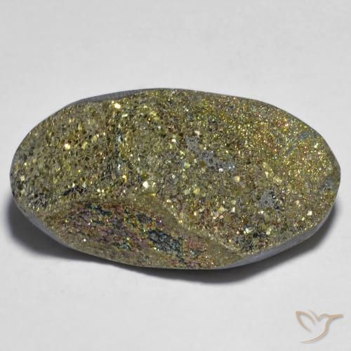 25.63ct Natural Multicolor Pirita arcoiris, Ovalada, Opaco