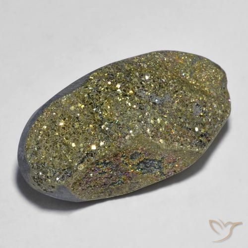 Pirita arcoiris Multicolor natural de 25.63 ct, Ovalada, Opaco