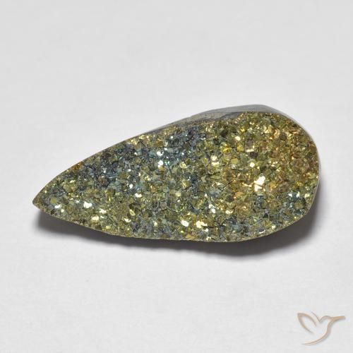 Pirita arcoiris Multicolor natural de 6.64 ct, En forma de pera, Opaco