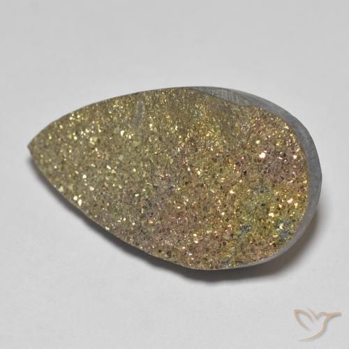 12.75ct Natural Multicolor Pirita arcoiris, En forma de pera, Opaco