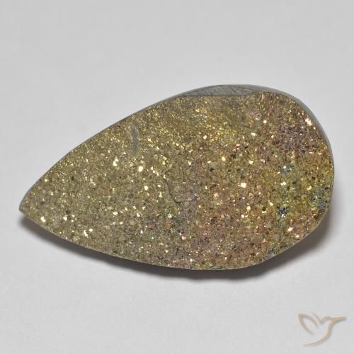 Pirita arcoiris Multicolor natural de 12.75 ct, En forma de pera, Opaco