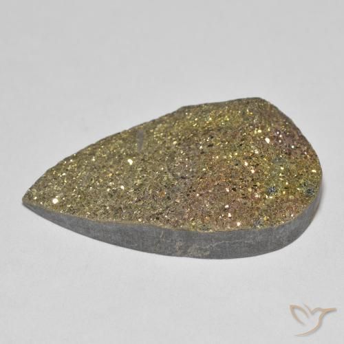 Pirita arcoiris Multicolor natural de 12.75 ct, En forma de pera, Opaco