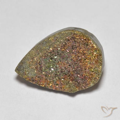 7.81ct Natural Multicolor Pirita arcoiris, En forma de pera, Opaco