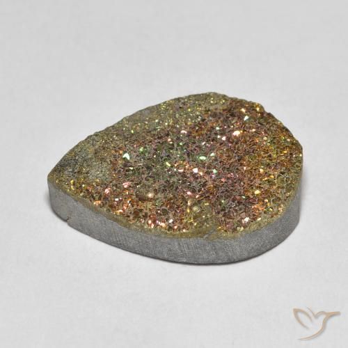 Pirita arcoiris Multicolor natural de 7.81 ct, En forma de pera, Opaco
