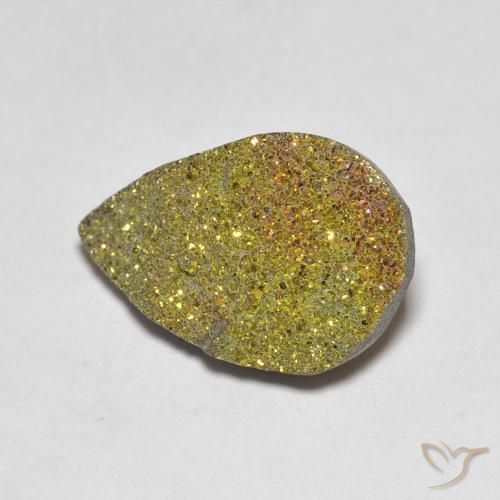Pirita arcoíris multicolor natural de 3,79 ct, en forma de pera, opaco