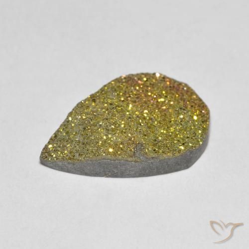Pirita arcoíris multicolor natural de 3,79 ct, en forma de pera, opaco