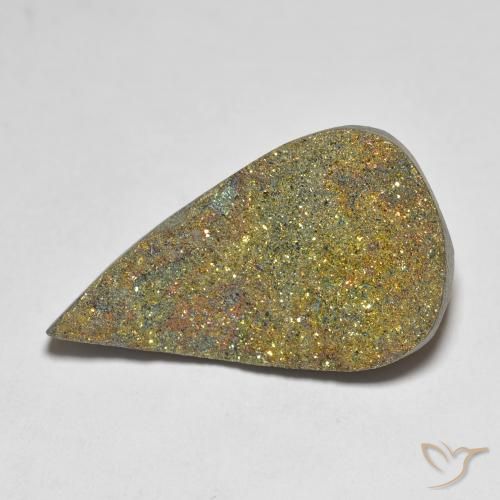 Pirita arcoiris Multicolor natural de 12.62 ct, En forma de pera, Opaco