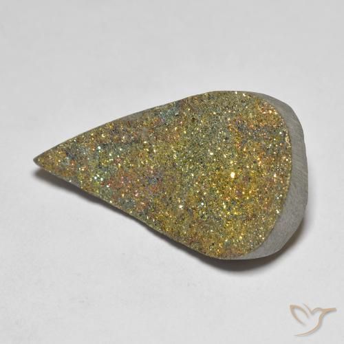 Pirita arcoiris Multicolor natural de 12.62 ct, En forma de pera, Opaco