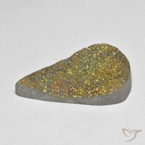 Pirita arcoiris Multicolor natural de 12.62 ct, En forma de pera, Opaco