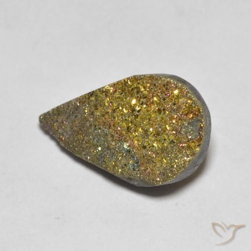 Pirita arcoiris Multicolor natural de 4.42 ct, En forma de pera, Opaco