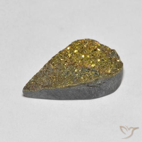 Pirita arcoiris Multicolor natural de 4.42 ct, En forma de pera, Opaco