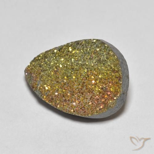Pirita arcoiris Multicolor natural de 6.29 ct, En forma de pera, Opaco