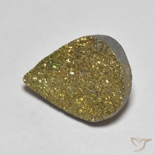 Pirita arcoiris Multicolor natural de 5.42 ct, En forma de pera, Opaco