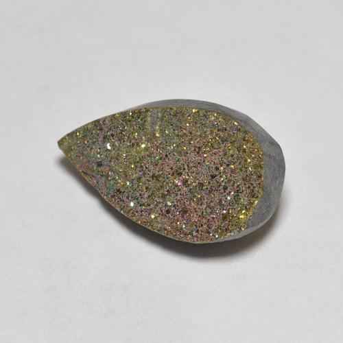 Pirita arcoíris multicolor natural de 3,64 ct, en forma de pera, opaco