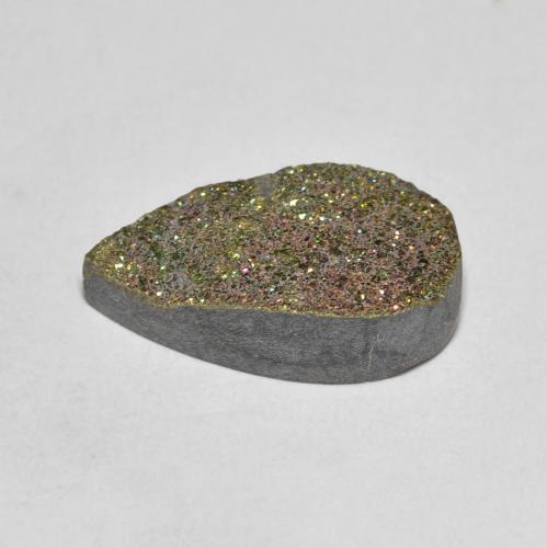 Pirita arcoíris multicolor natural de 3,64 ct, en forma de pera, opaco