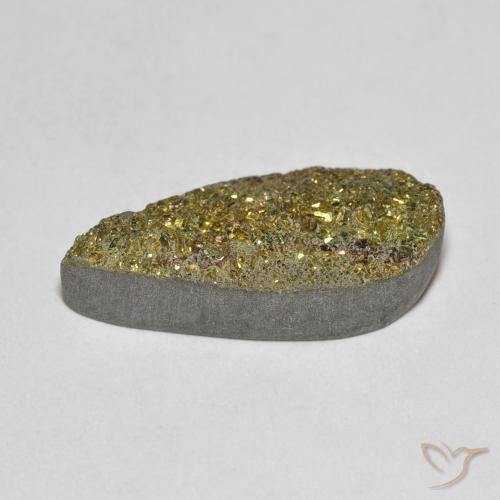 Pirita arcoíris multicolor natural de 5,93 ct, en forma de pera, opaco