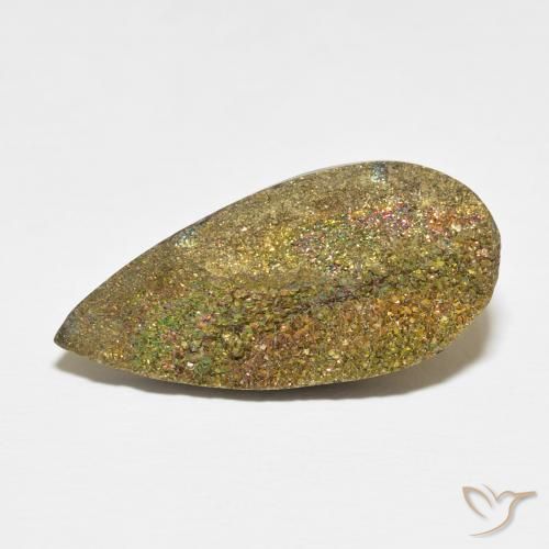 13.42ct Natural Multicolor Pirita arcoiris, En forma de pera, Opaco