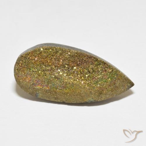 Pirita arcoiris Multicolor natural de 13.42 ct, En forma de pera, Opaco