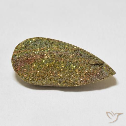 Pirita arcoiris Multicolor natural de 8.74 ct, En forma de pera, Opaco