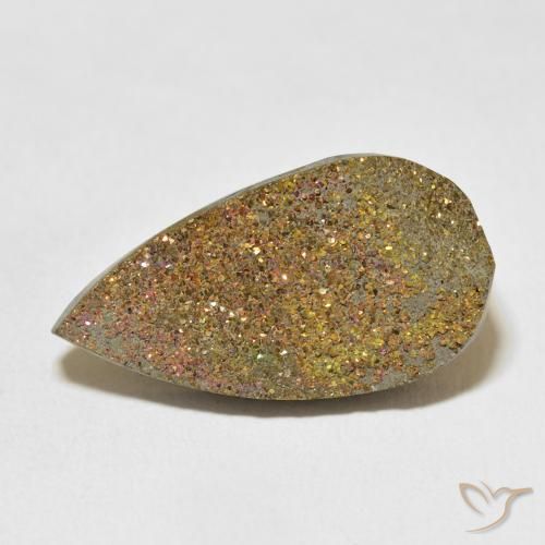 14.35ct Natural Multicolor Pirita arcoiris, En forma de pera, Opaco